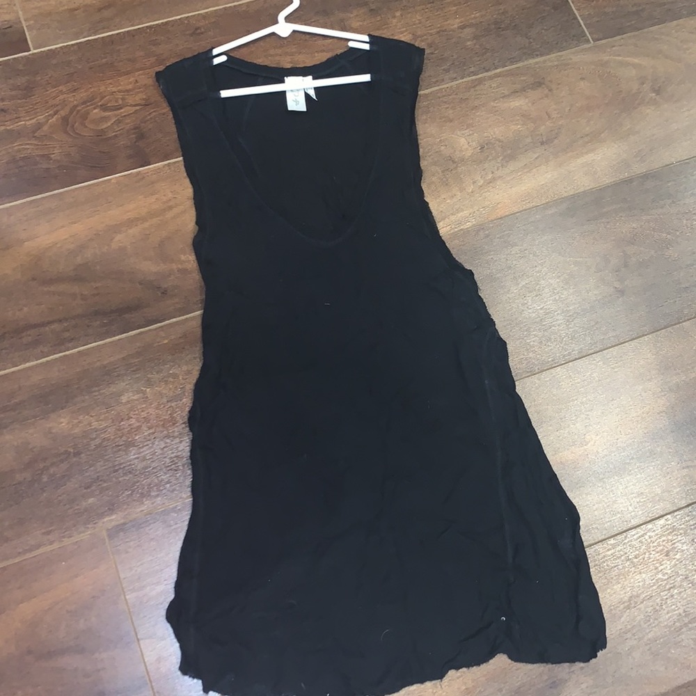 Black Thin Sheer Tank Top - Large
